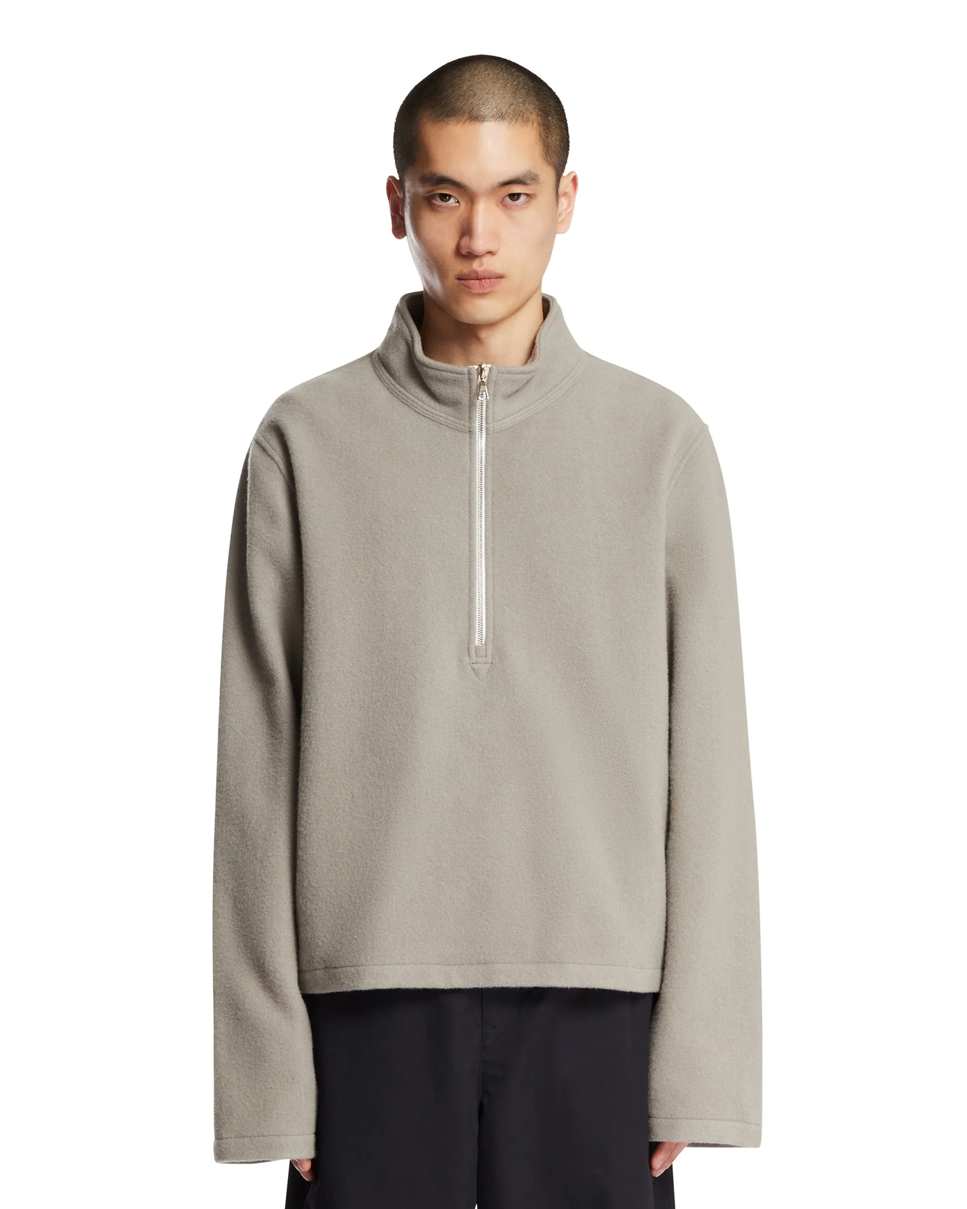 Light Gray Wool Fleece Sweater - 1