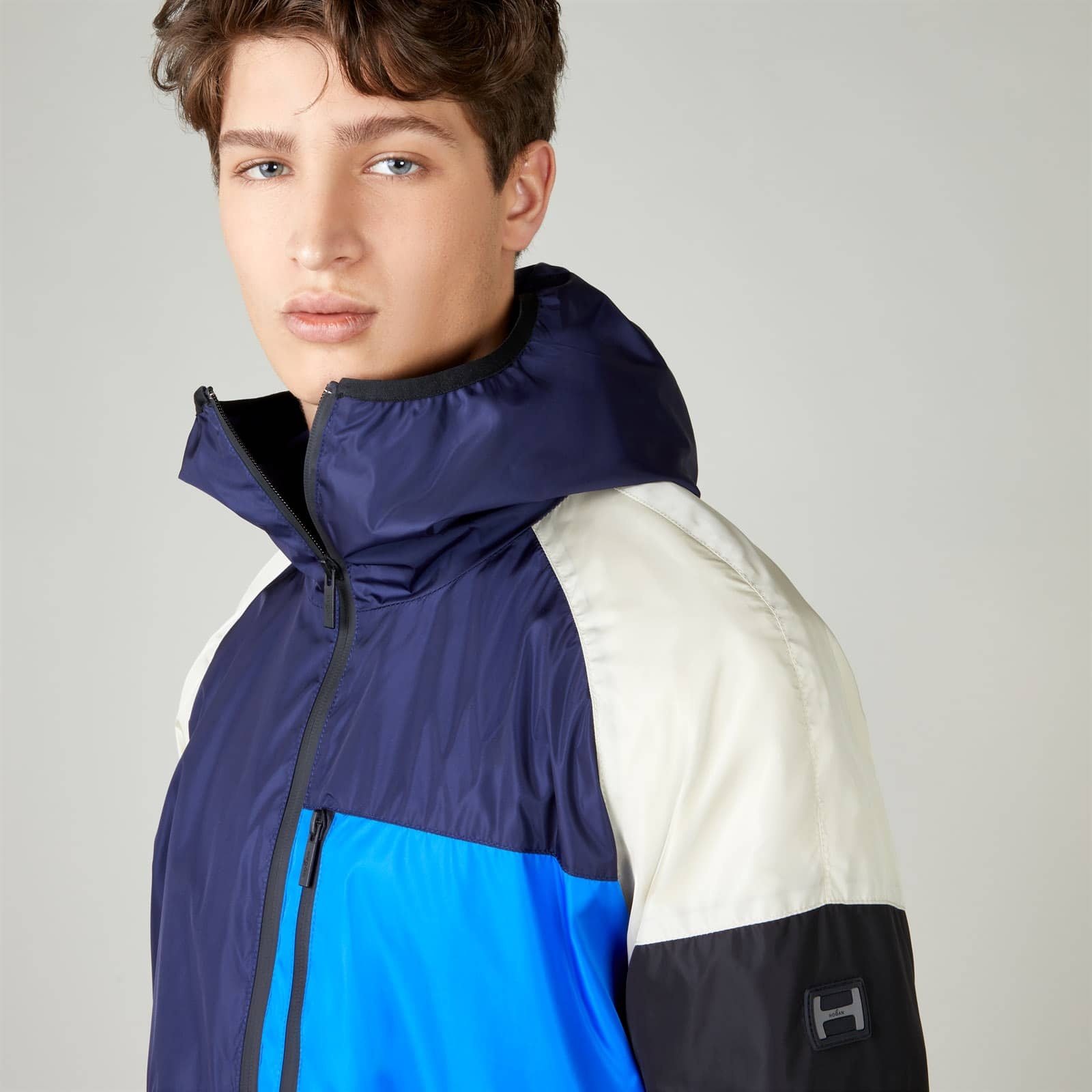 Color Block Windbreaker Green Blue Ivory - 6