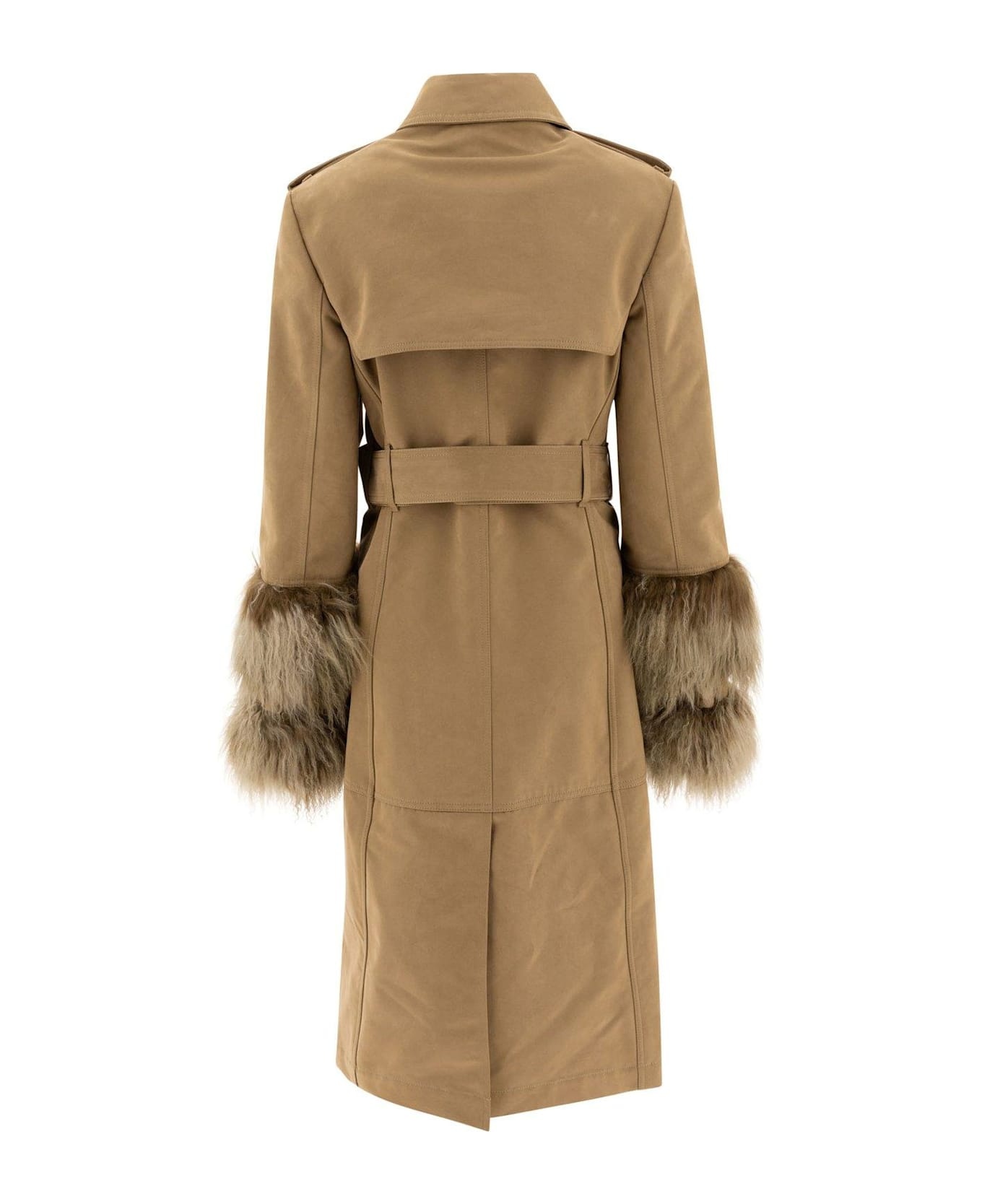 Cuff-detailed Belted Waist Coat - 2