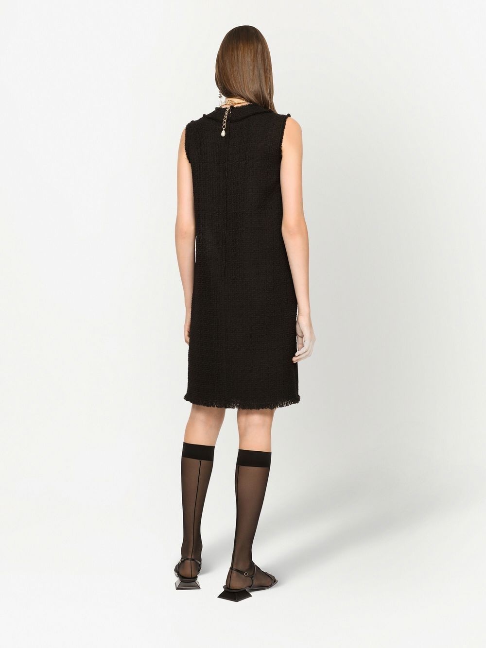 logo-plaque crew-neck shift dress - 4