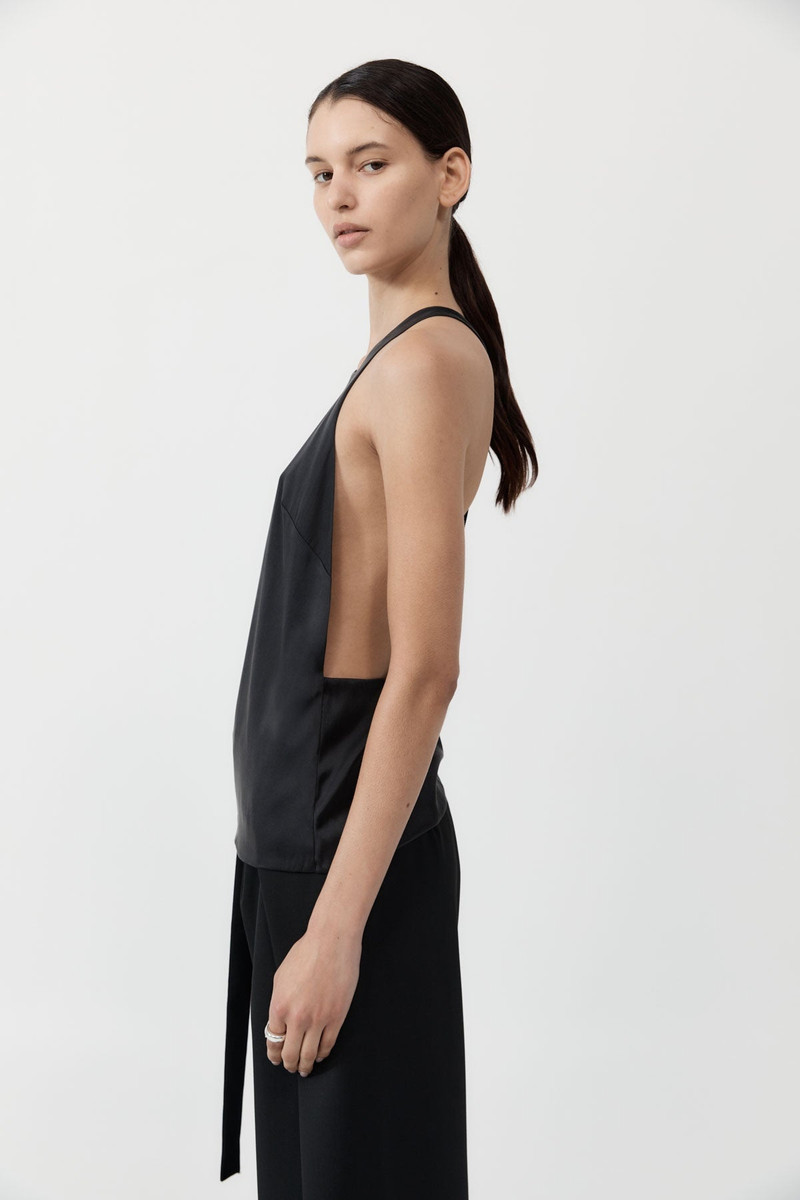 Soft Silk Suspender Top - Black 6