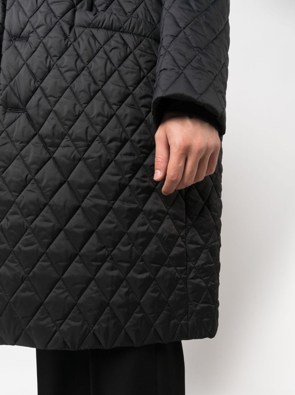 diamond-quilted single-breasted coat - 5