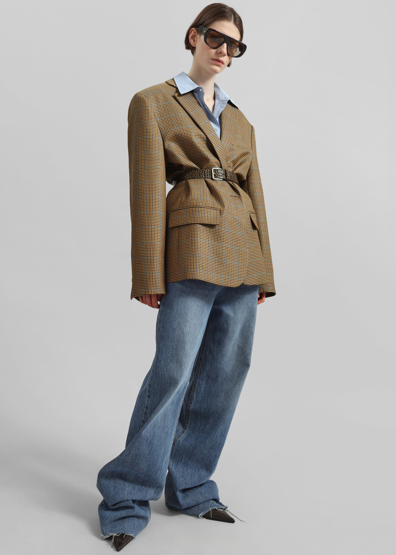 Lyra Oversized Houndstooth Blazer - Camel 3