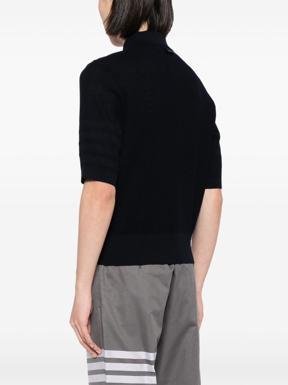 textured stitch knit polo - 4
