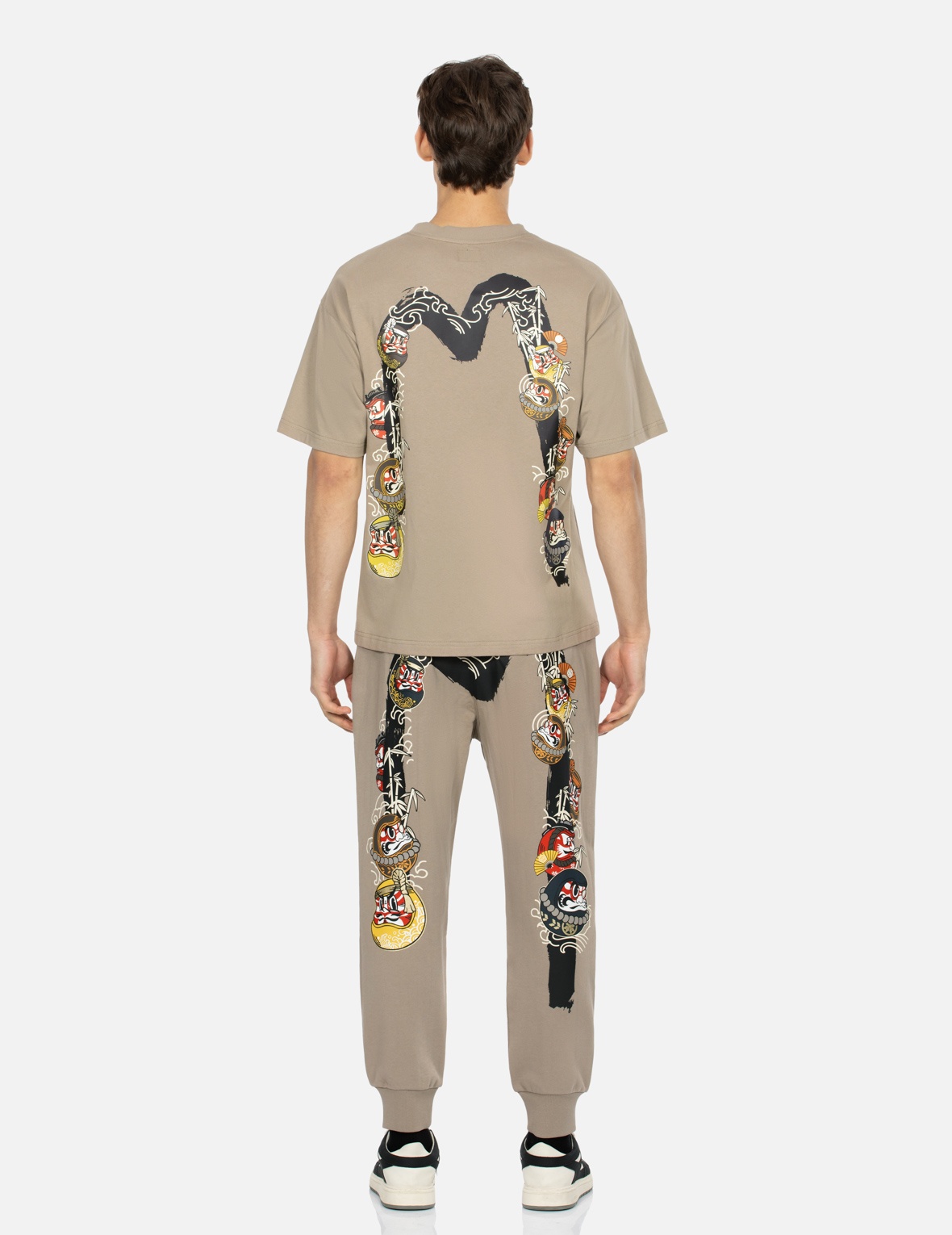 KUMADORI DARUMA DAICOCK PRINT REGULAR FIT SWEATPANTS - 5