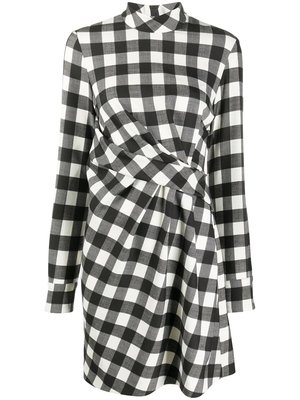 front-pleat checked dress - 1