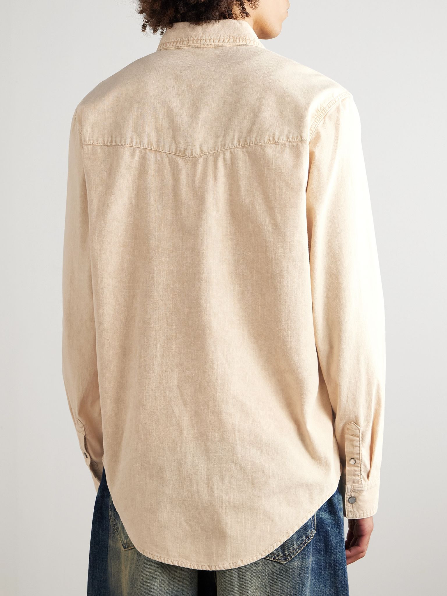 Vasco Cotton Western Shirt Beige - 4