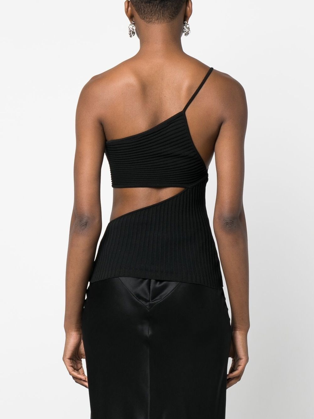 one-shoulder cut-out ribbed top - 4