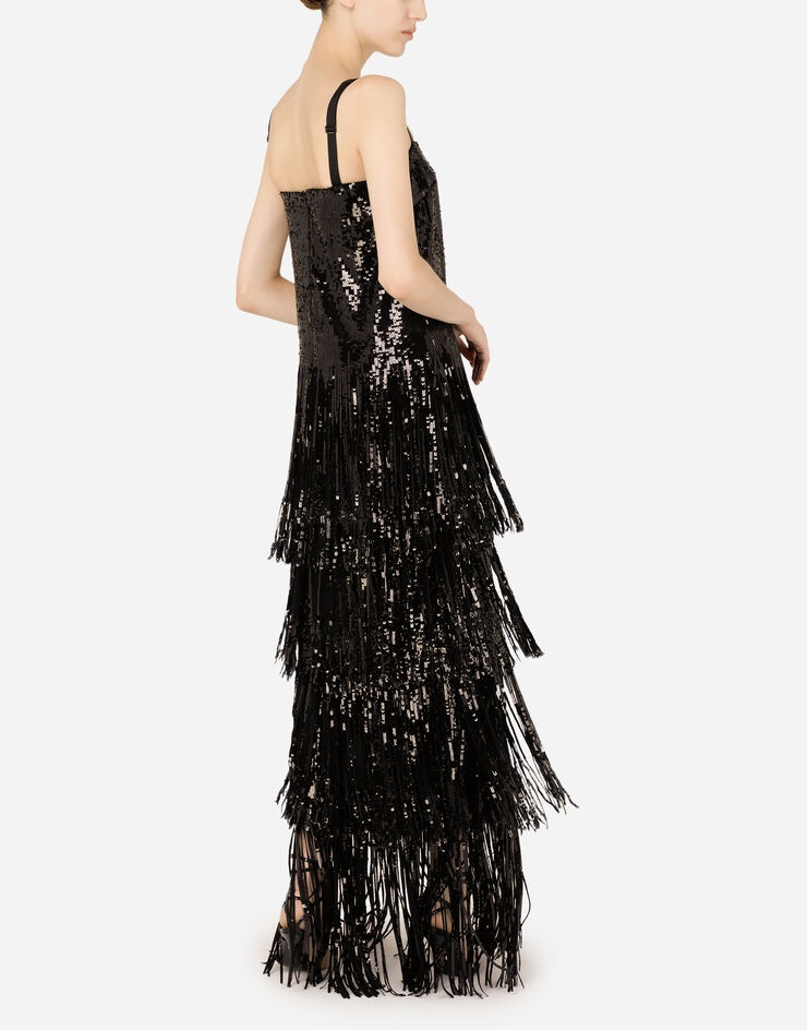 Long sequined dress with fringing - 5