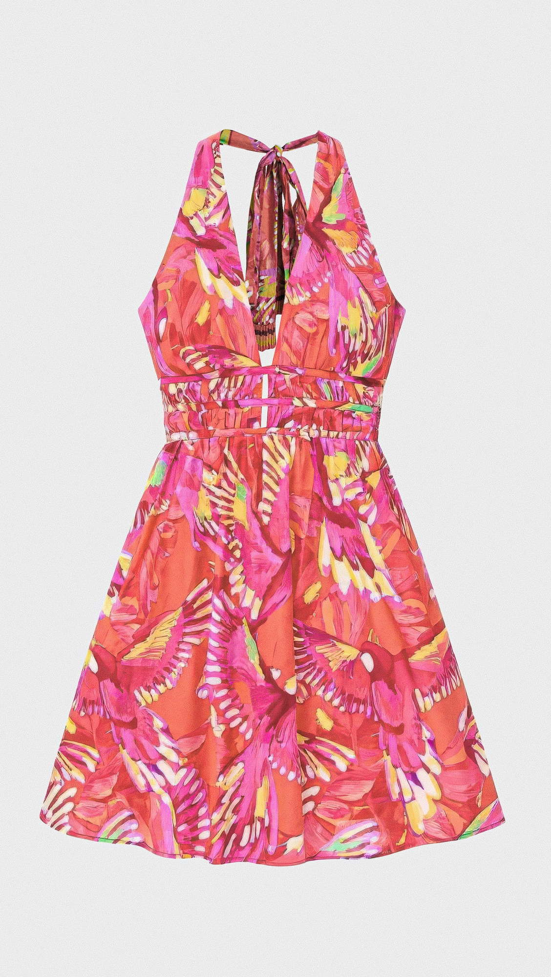 Flying Birds Orange Mini Dress Sleeveless - 7