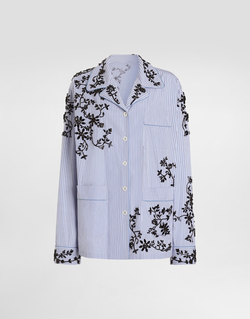 Cotton vanity shirt with flowers embroidery 1