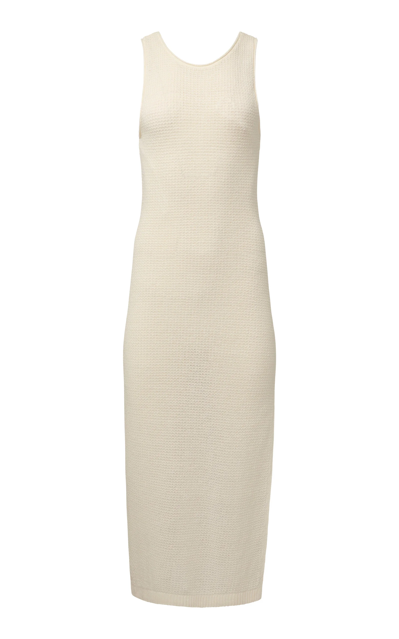 Linen Knit Scoop Back Maxi Dress white - 1