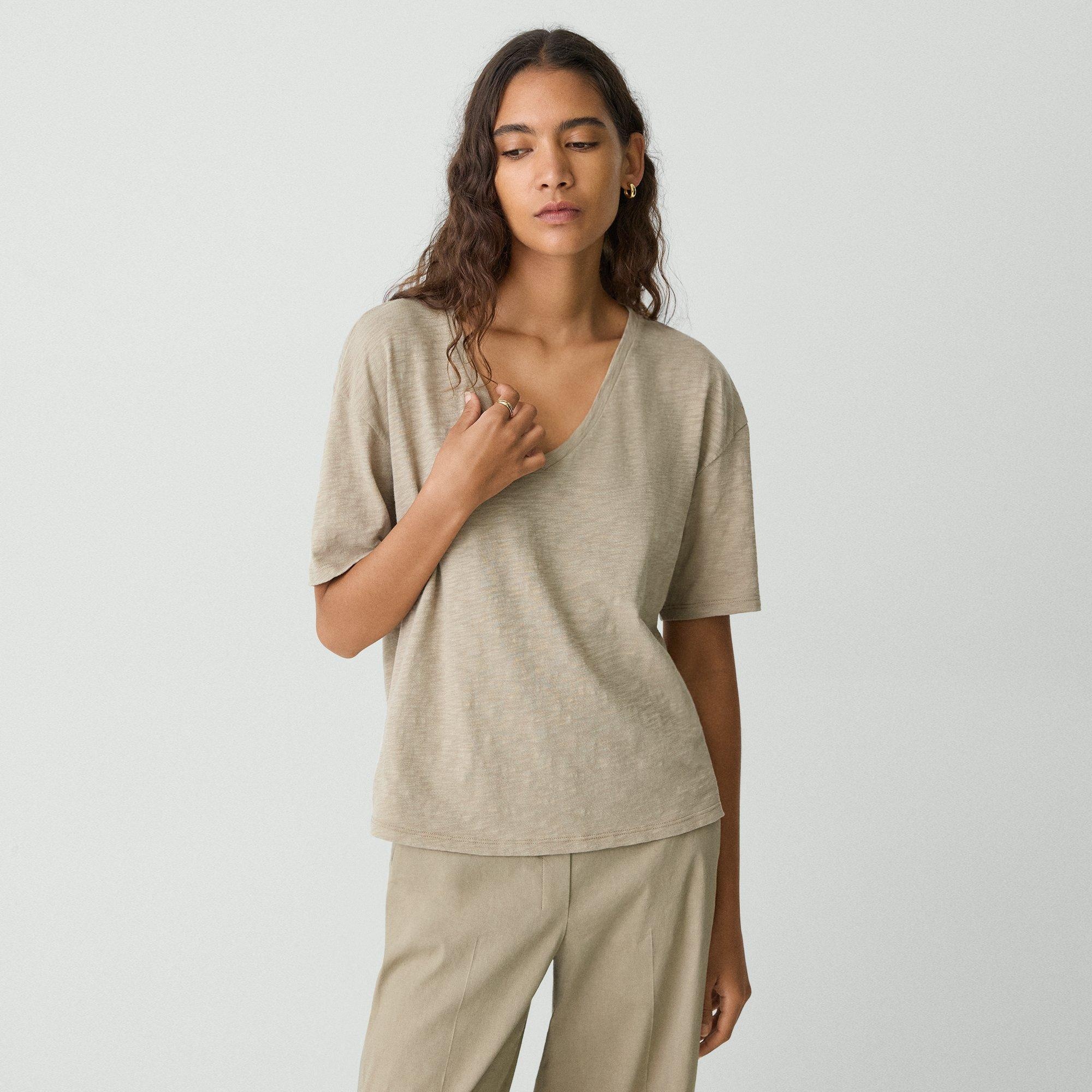 Relaxed V-Neck Tee in Cotton - 2