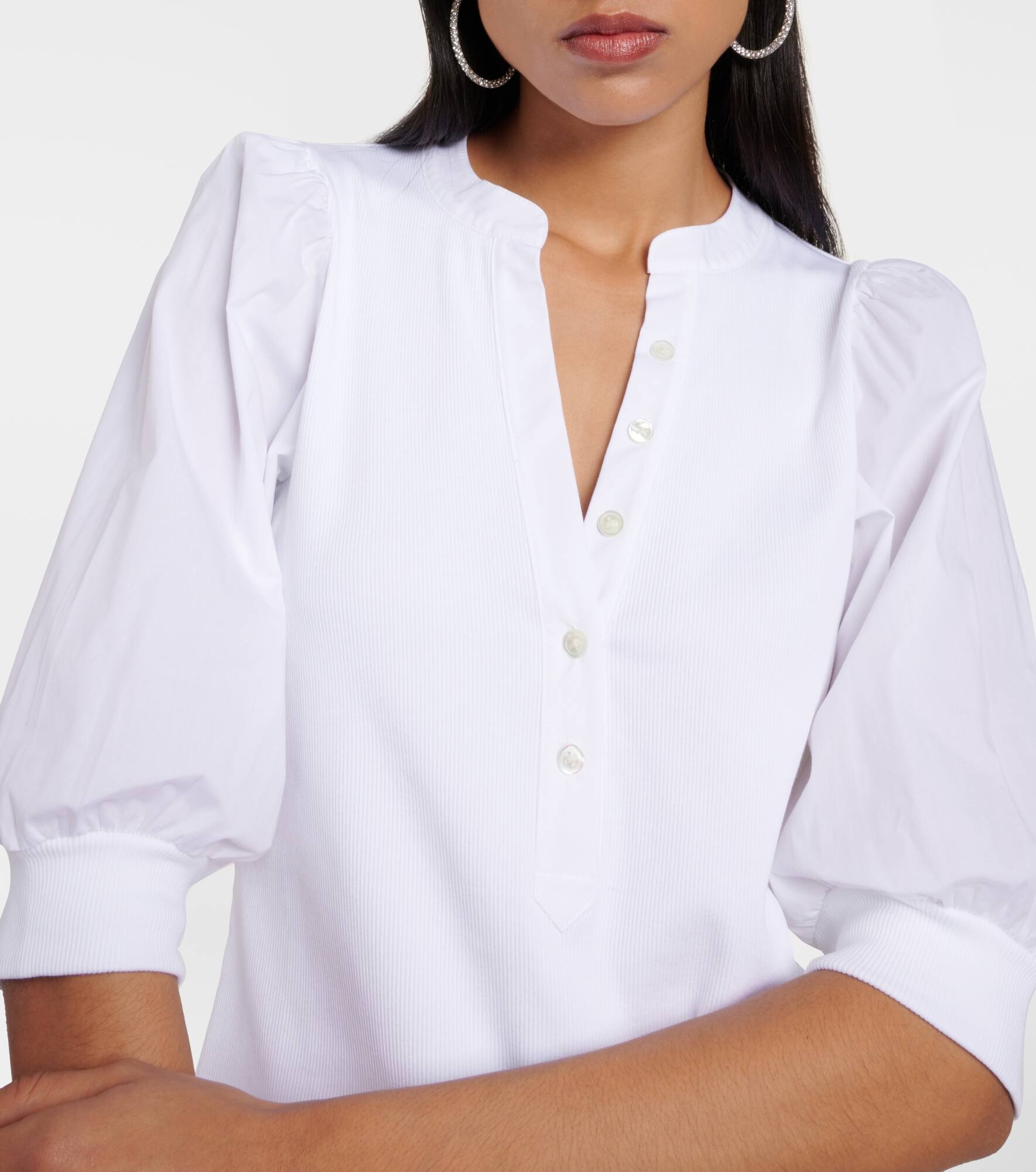 Coralee puff-sleeve cotton-blend top - 5