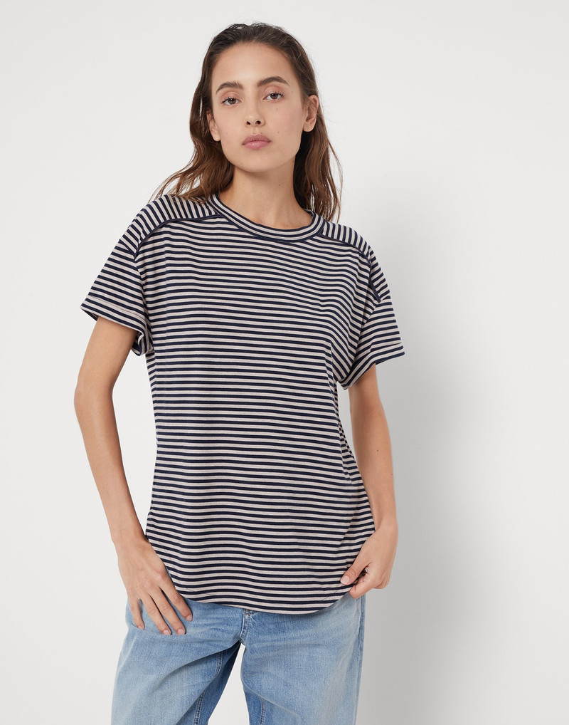 Cotton striped jersey t-shirt with monili 1