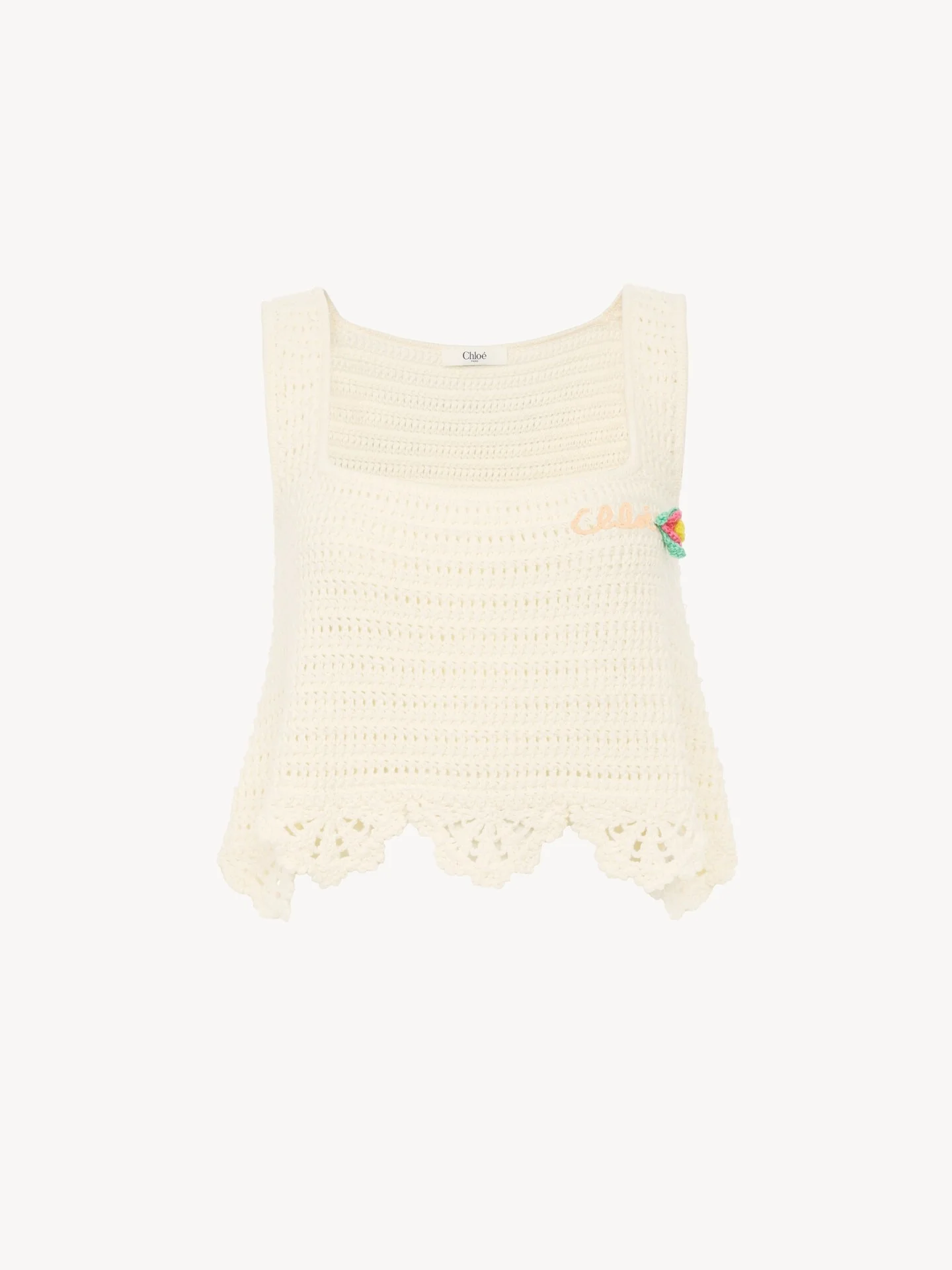 SLEEVELESS CROPPED TOP IN CROCHET KNIT - 1