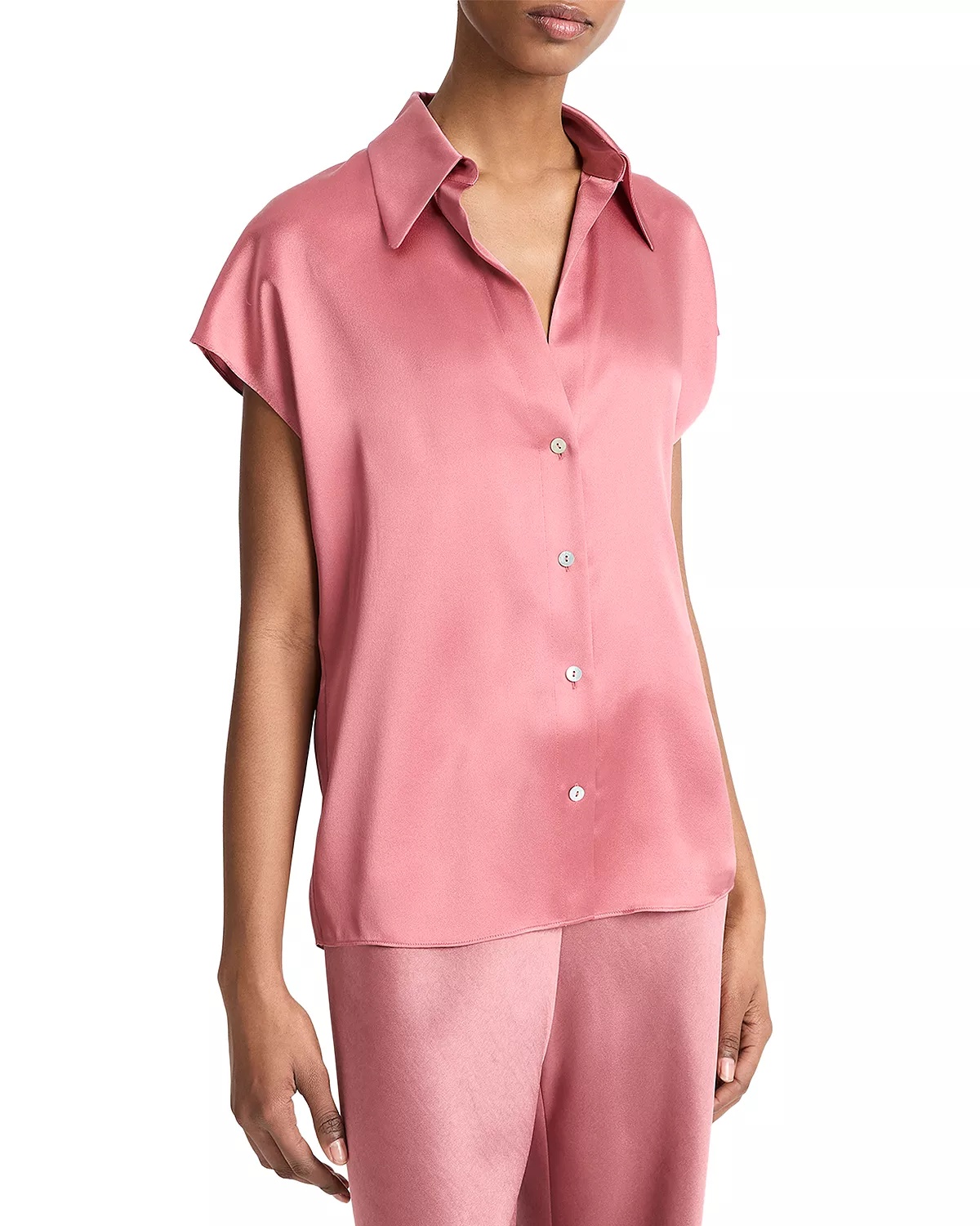 Silk Cap Sleeve Ruched Back Shirt - 3