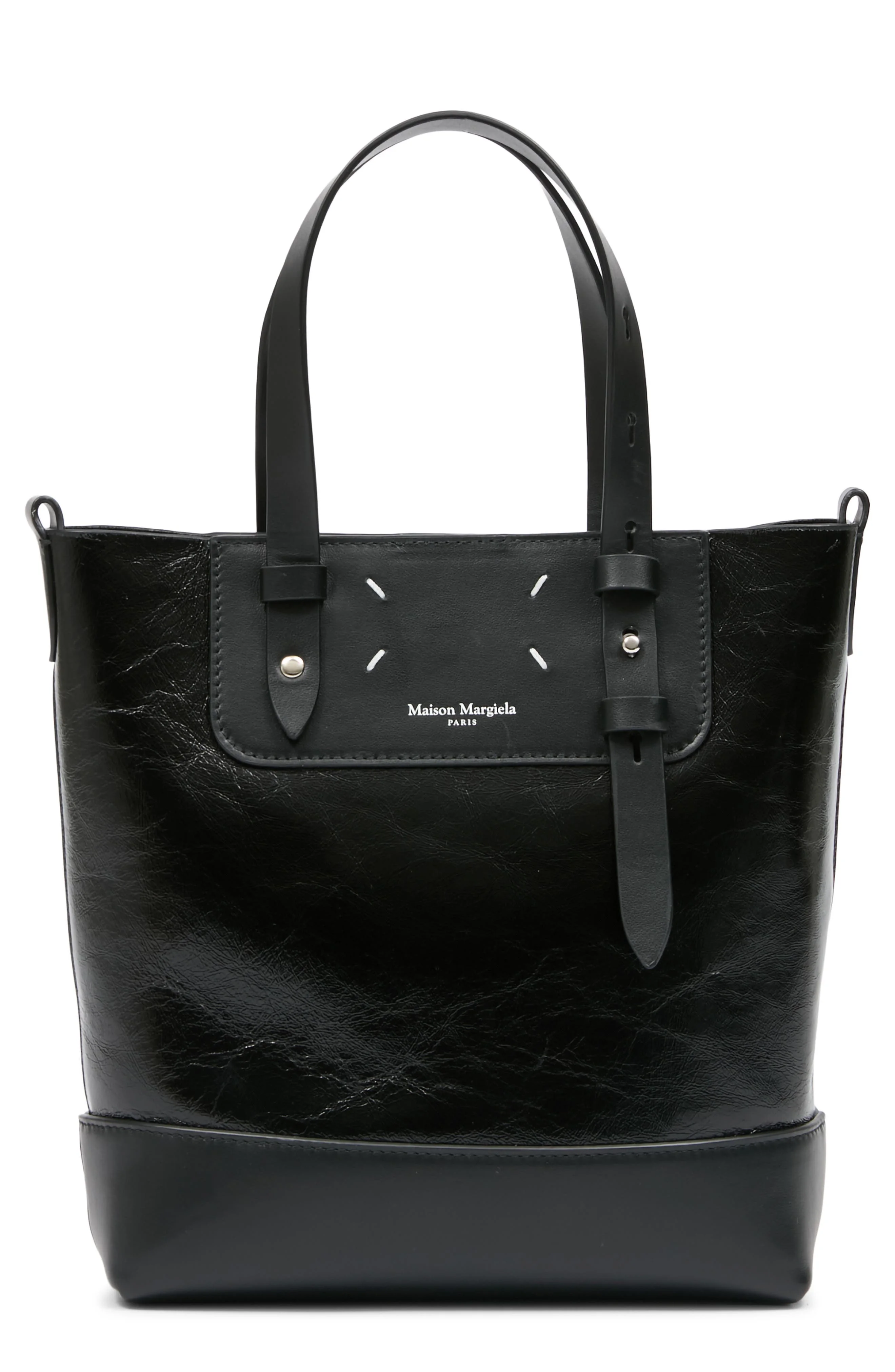 Maison Margiela Mini Leather North/South Tote in Black/Black at Nordstrom - 1