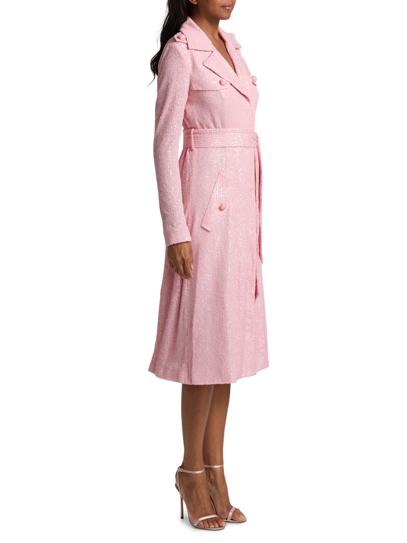 Women's Alpine Sequined Trench Coat - Regular Pink Sequin 4