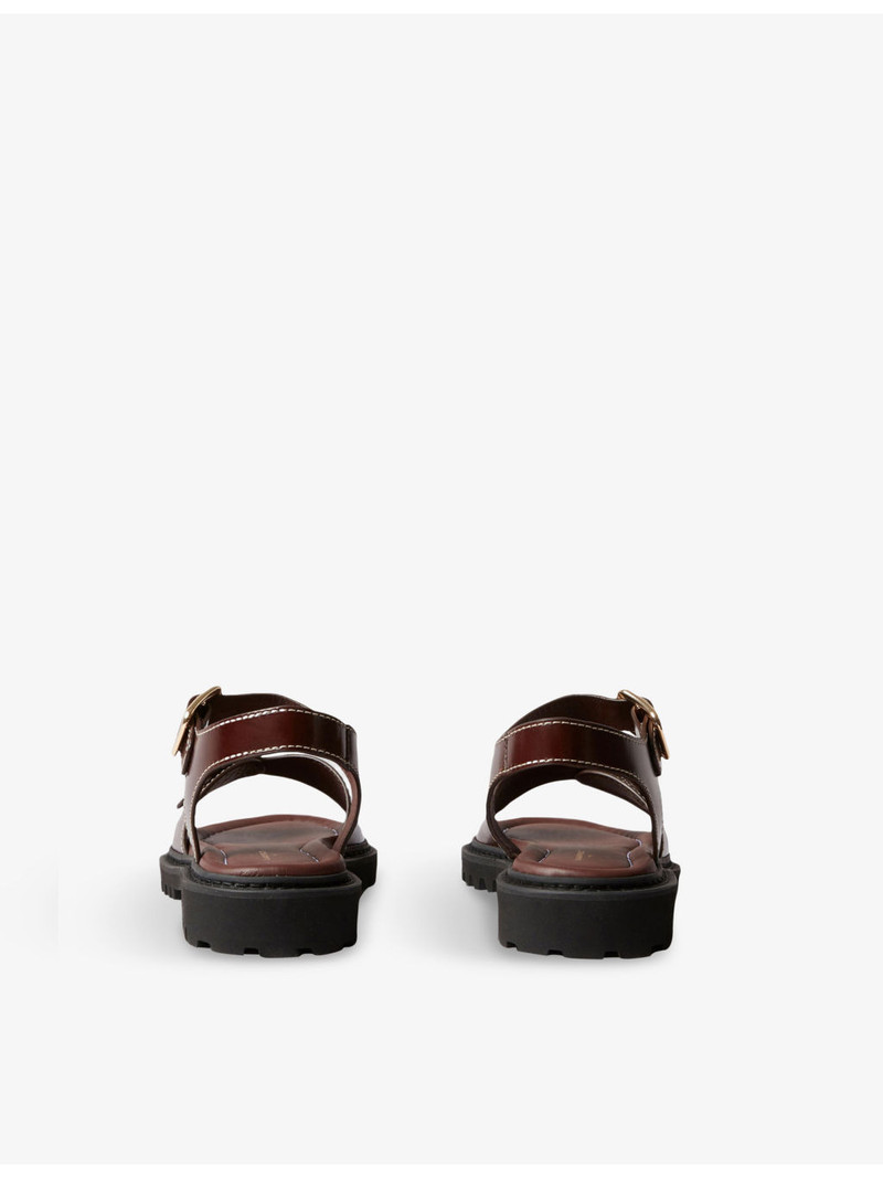 Claudie Pierlot Double-Buckle Flat Leather Sandals outlook