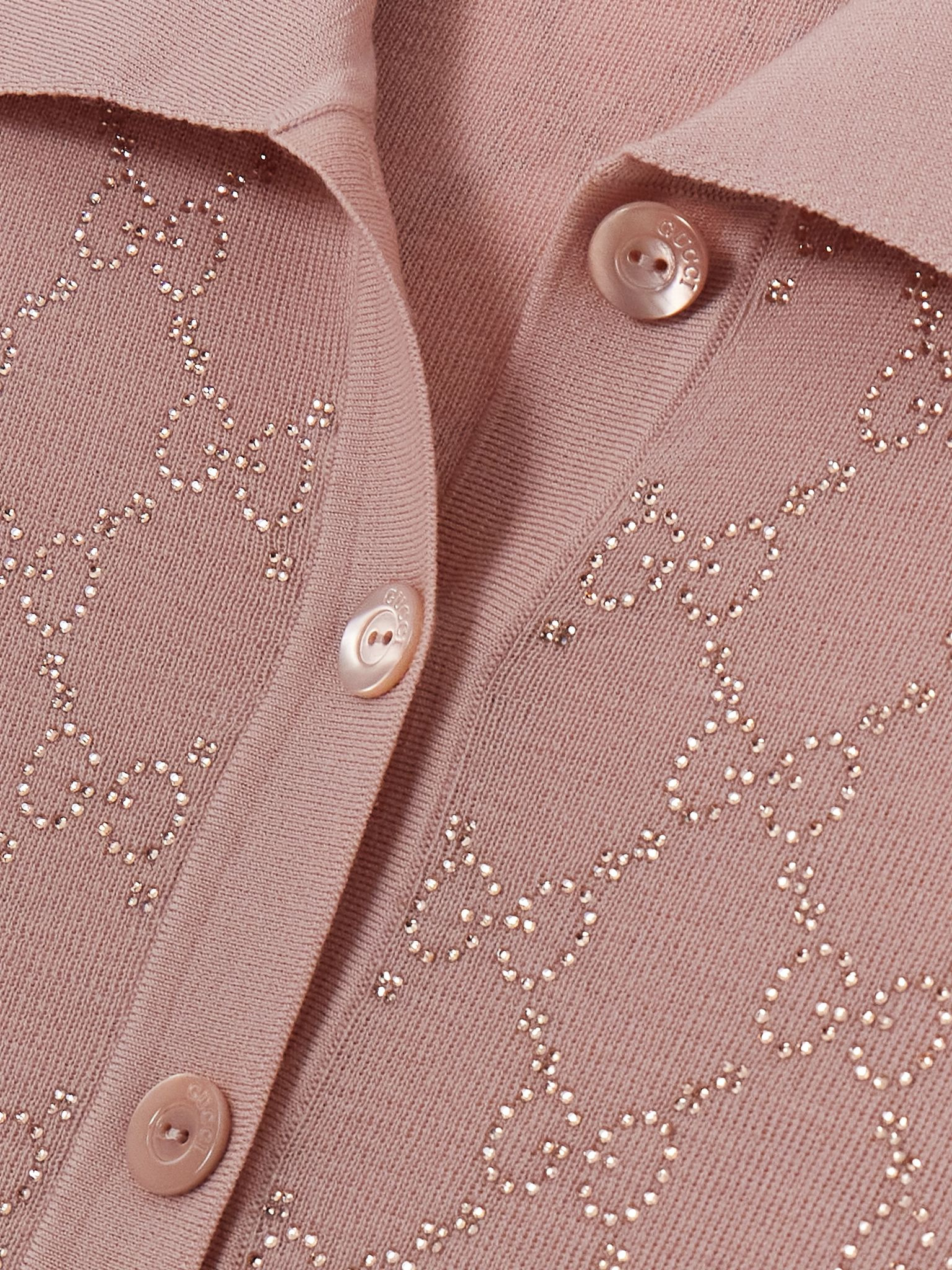 Embellished wool polo shirt Neutral - 4