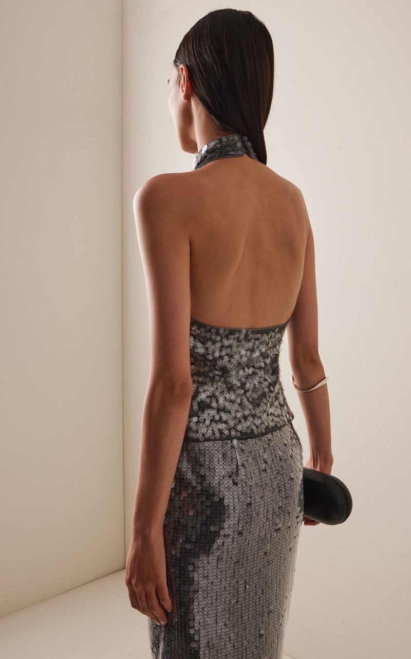 Sequined Net Halter Top grey 4