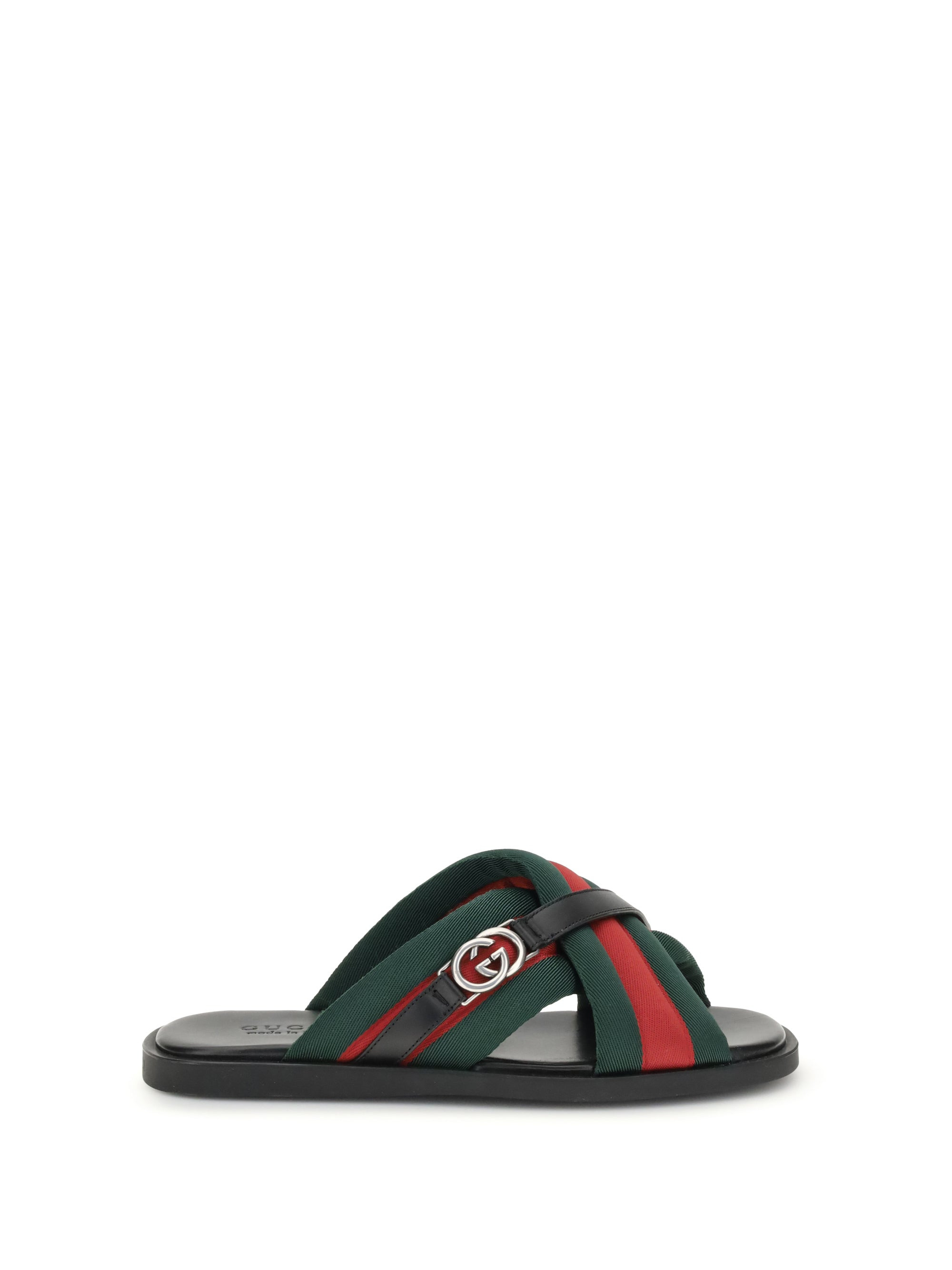 Gucci Men Web Sandals With Interlocking Gg - 1