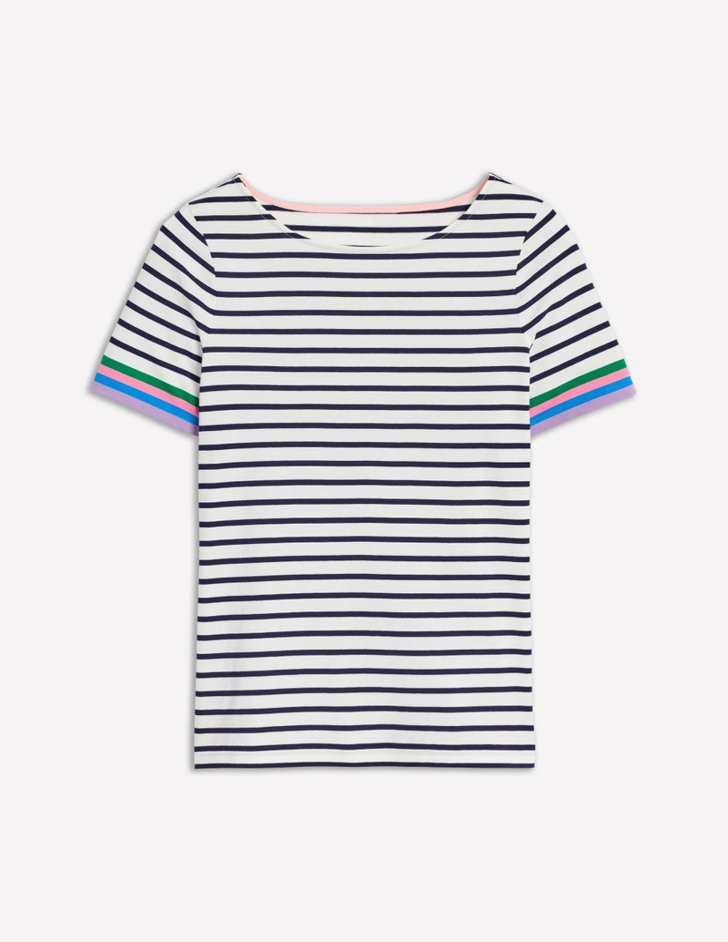 Ella Short Sleeve Breton-Emerald, Purple Sleeve Stripe 1