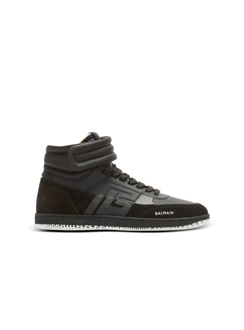 Balmain Swan Mid-Top trainers in calfskin and suede 1
