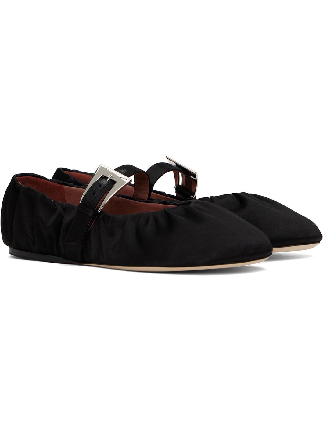 Black Sveva Plisse Buckle Ballerina Flats - 4