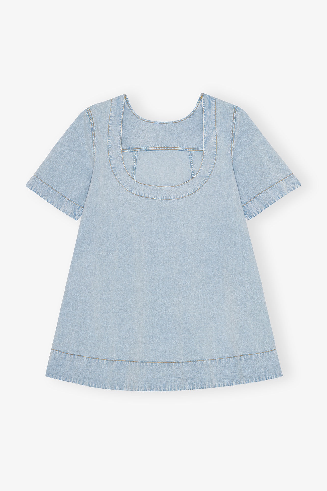 LIGHT BLUE A-LINE MINI DENIM DRESS - 6