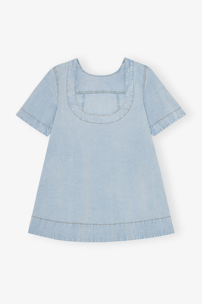 LIGHT BLUE A-LINE MINI DENIM DRESS 6