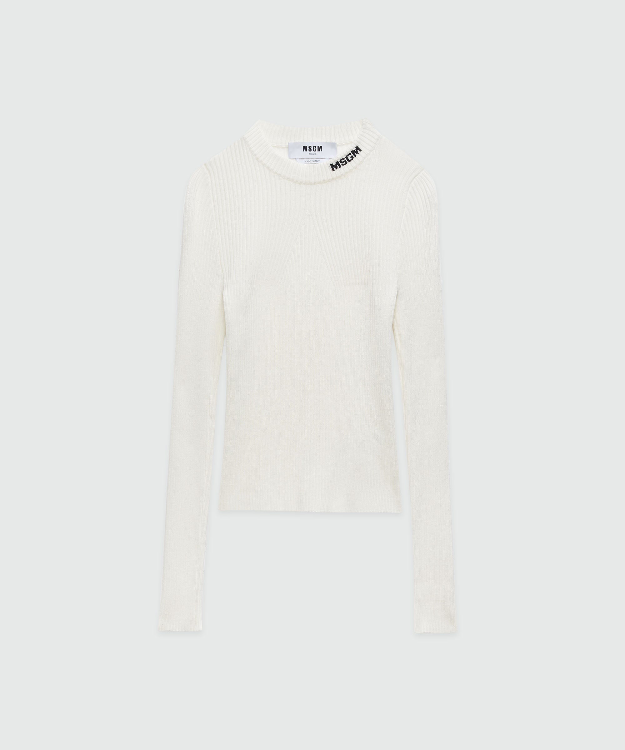 Stretch ribbed viscose sweater - 1