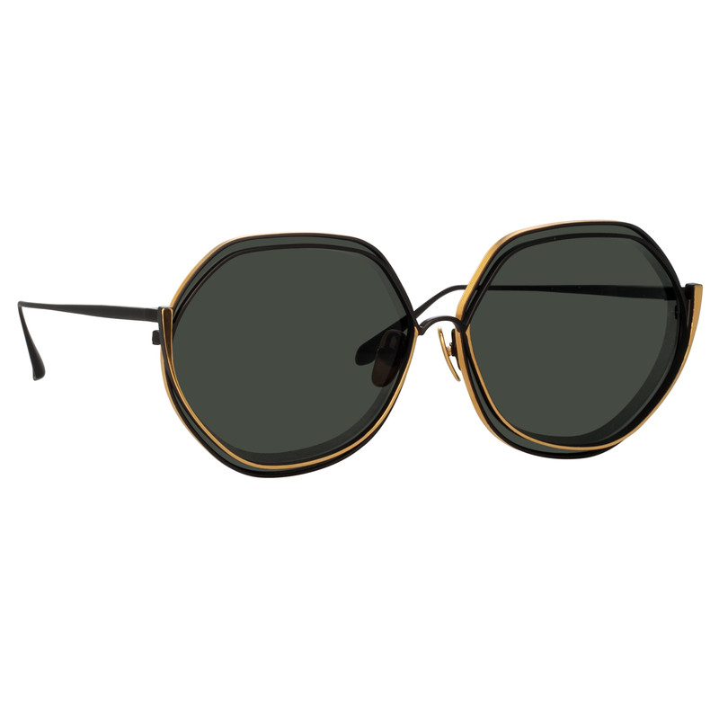 LINDA FARROW ASPEN HEXAGON SUNGLASSES IN MATT NICKEL outlook