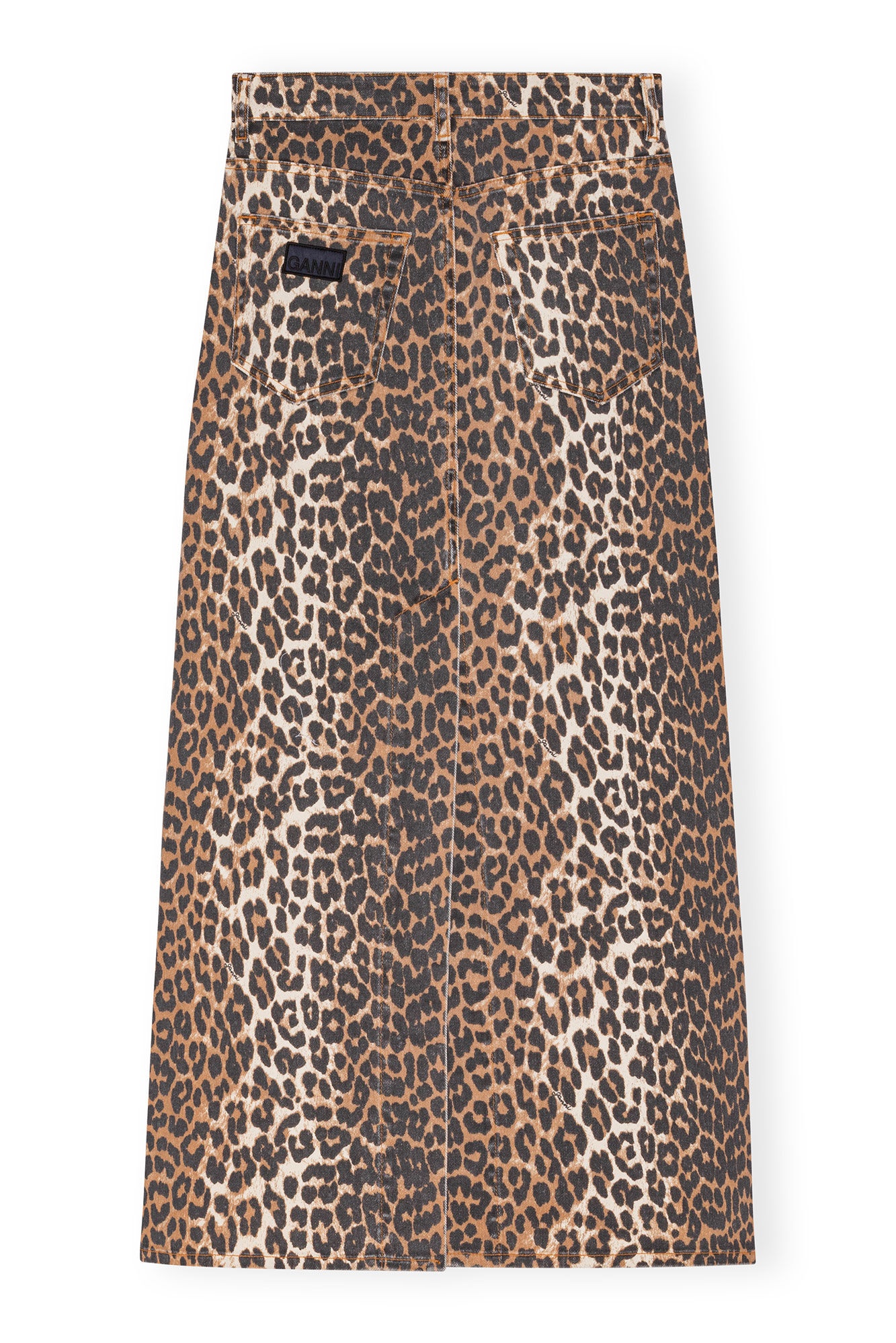 LEOPARD DENIM MAXI SLIT SKIRT - 2