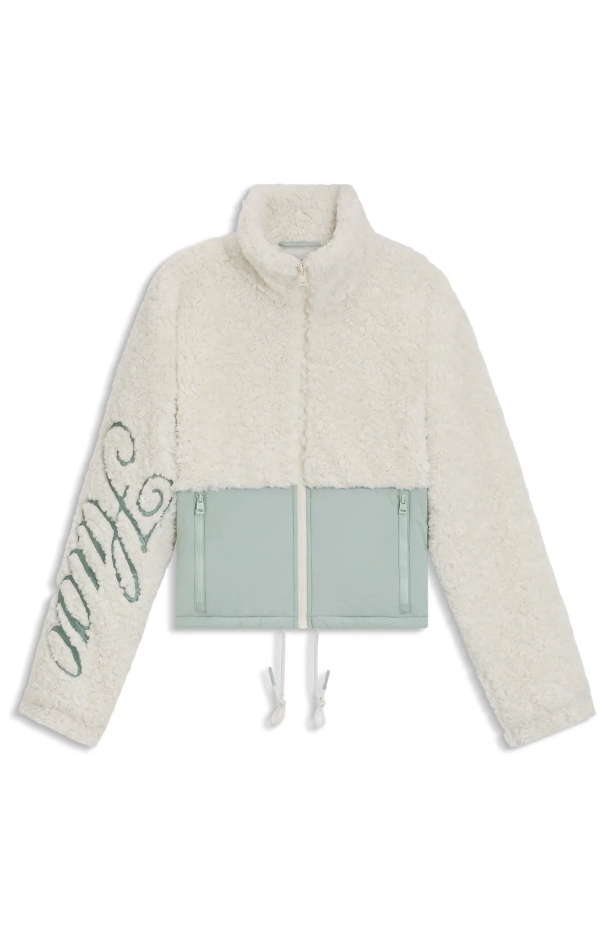 TEDDY JACKET WITH EMBROIDERED LOGO AND COLOUR-BLOCKING - 1