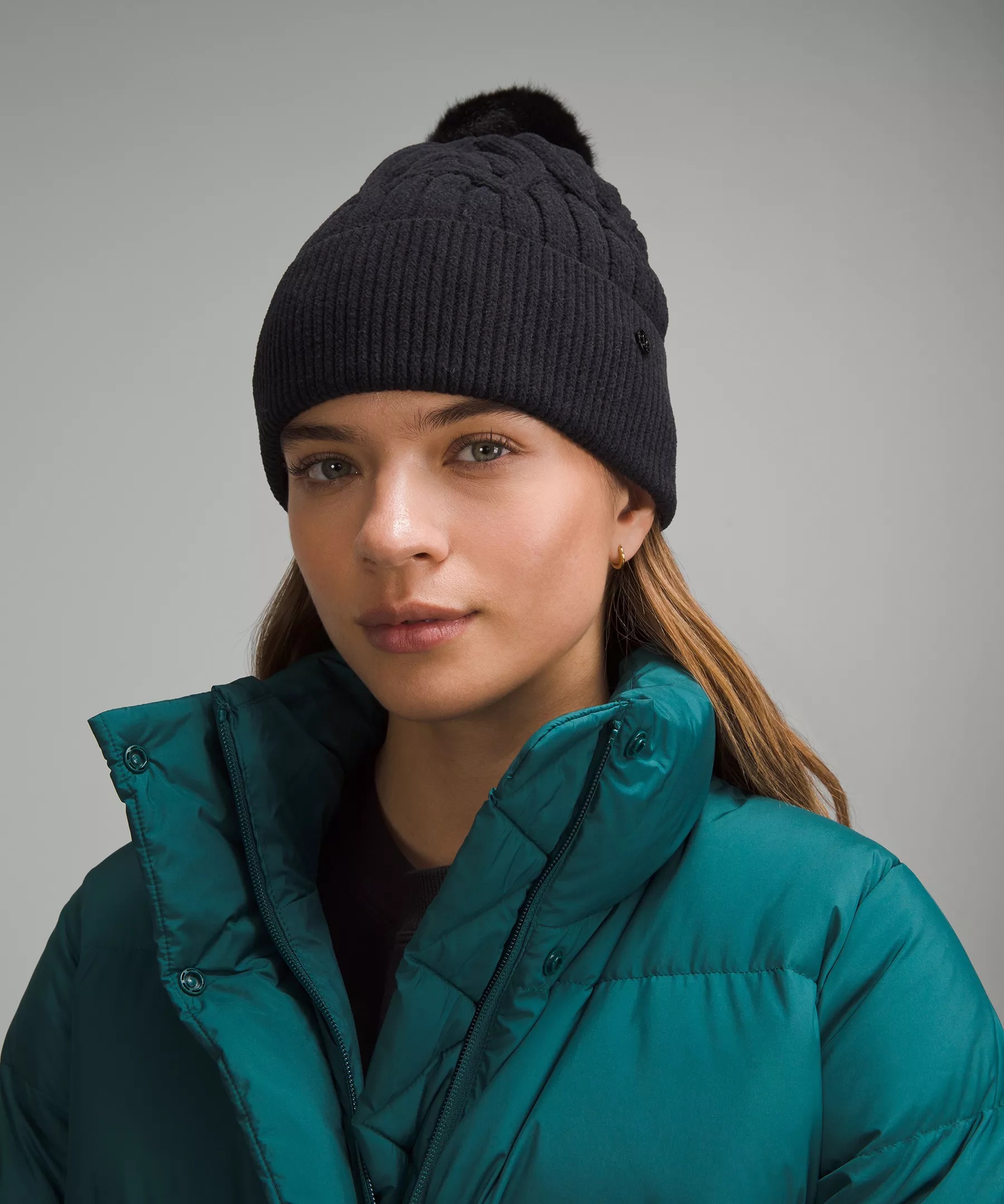 Women's Cable-Knit Pom-Pom Beanie - 2