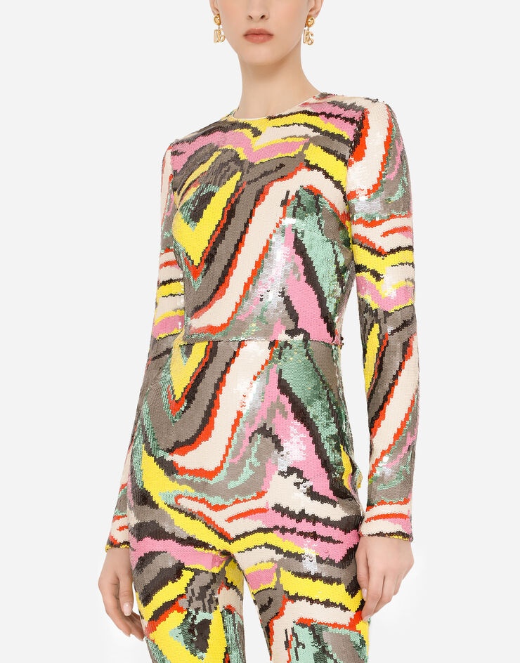 Sequined jumpsuit with abstract design - 4