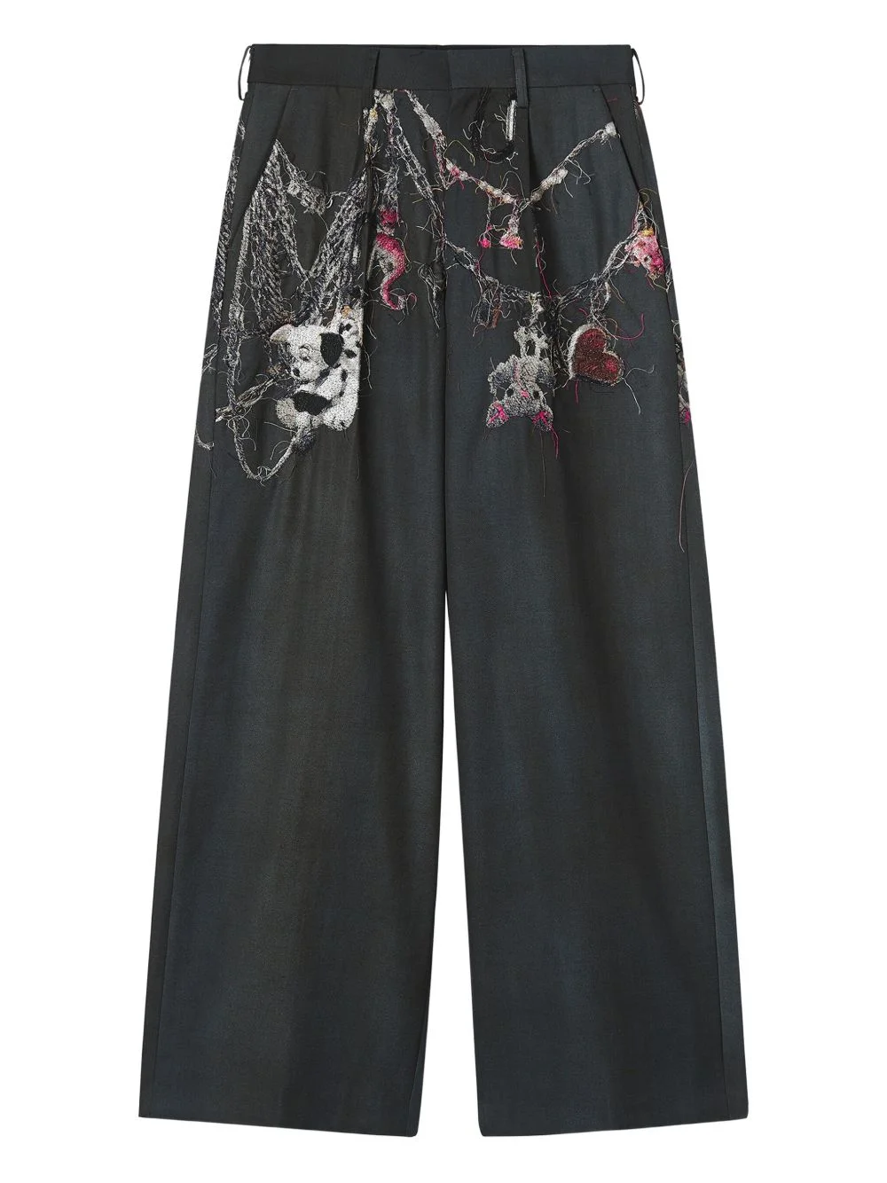 embroidered straight-leg trousers - 1