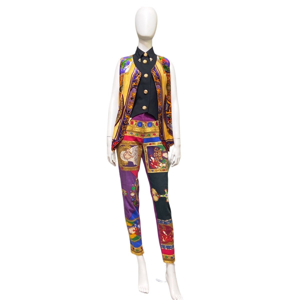 Versace fw91 le madonna cross gothic trompe l'oeil jeans - 10