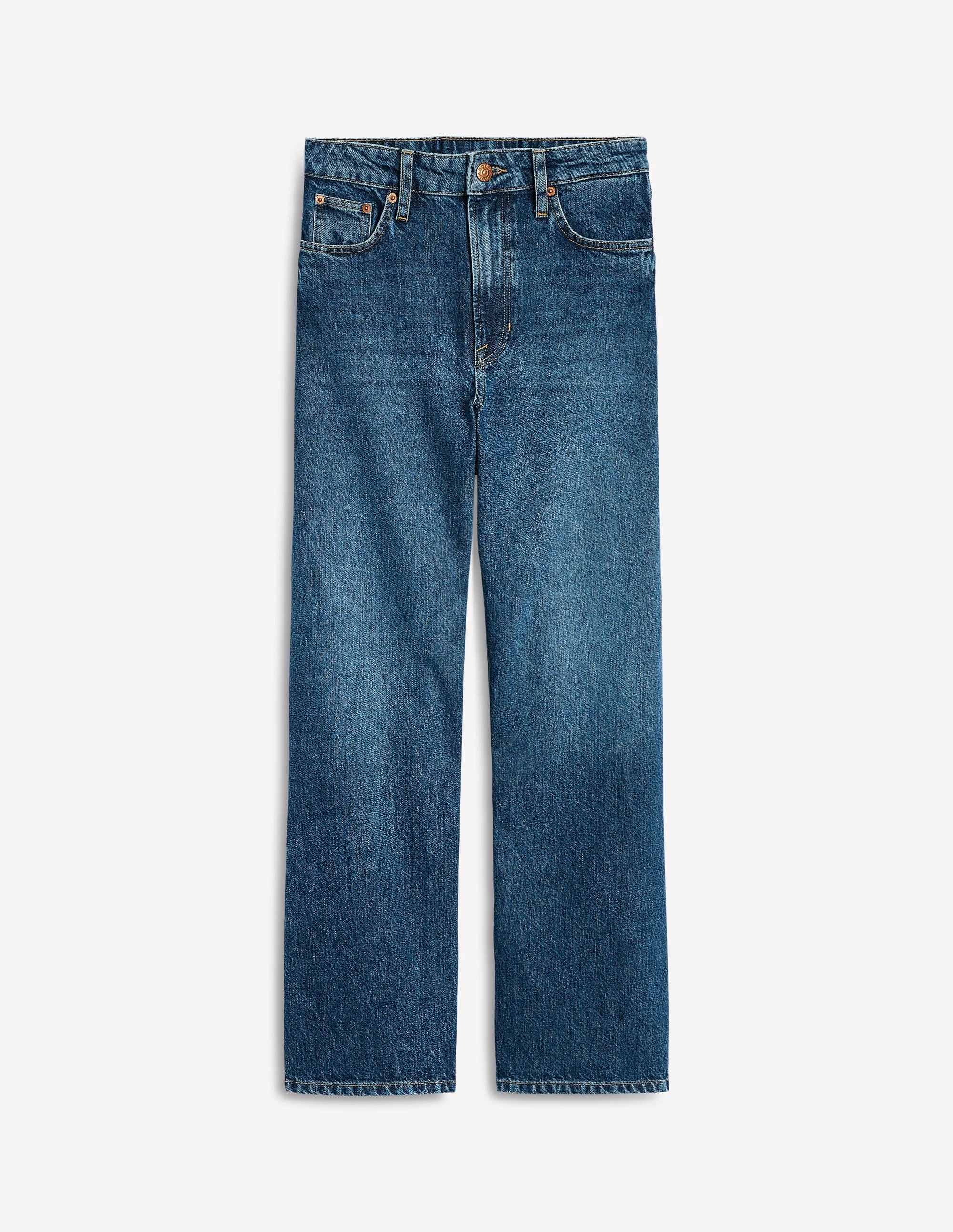 High Rise Straight Crop Jeans-Mid VWash - 1