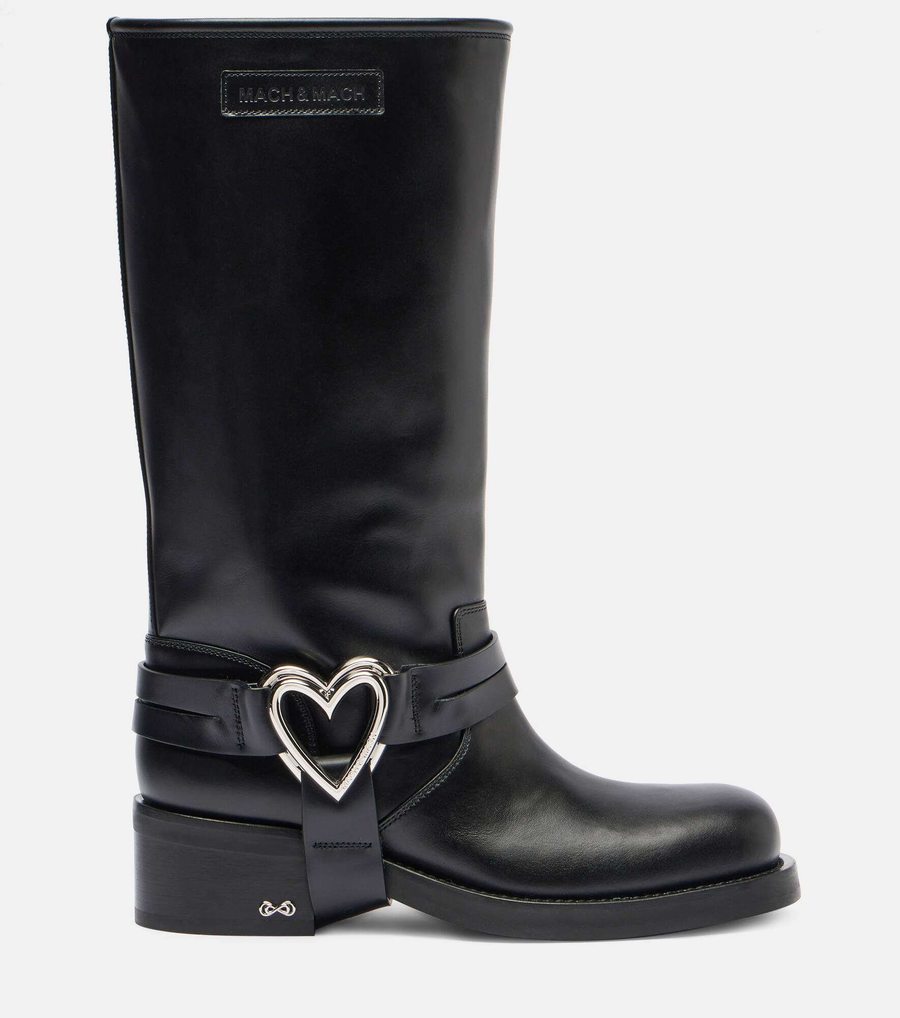 Double Heart leather biker boots - 4