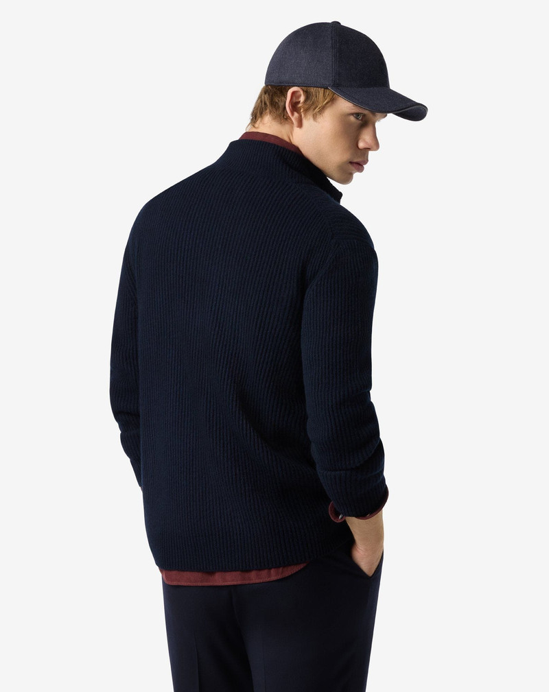 Blue full zip cashmere blend jumper 3