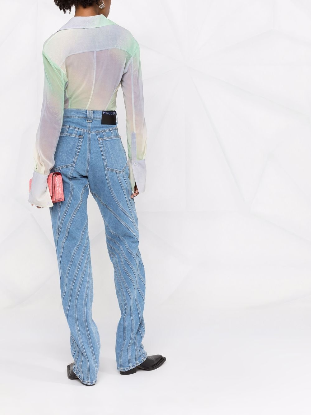 gradient mesh button-up shirt - 4