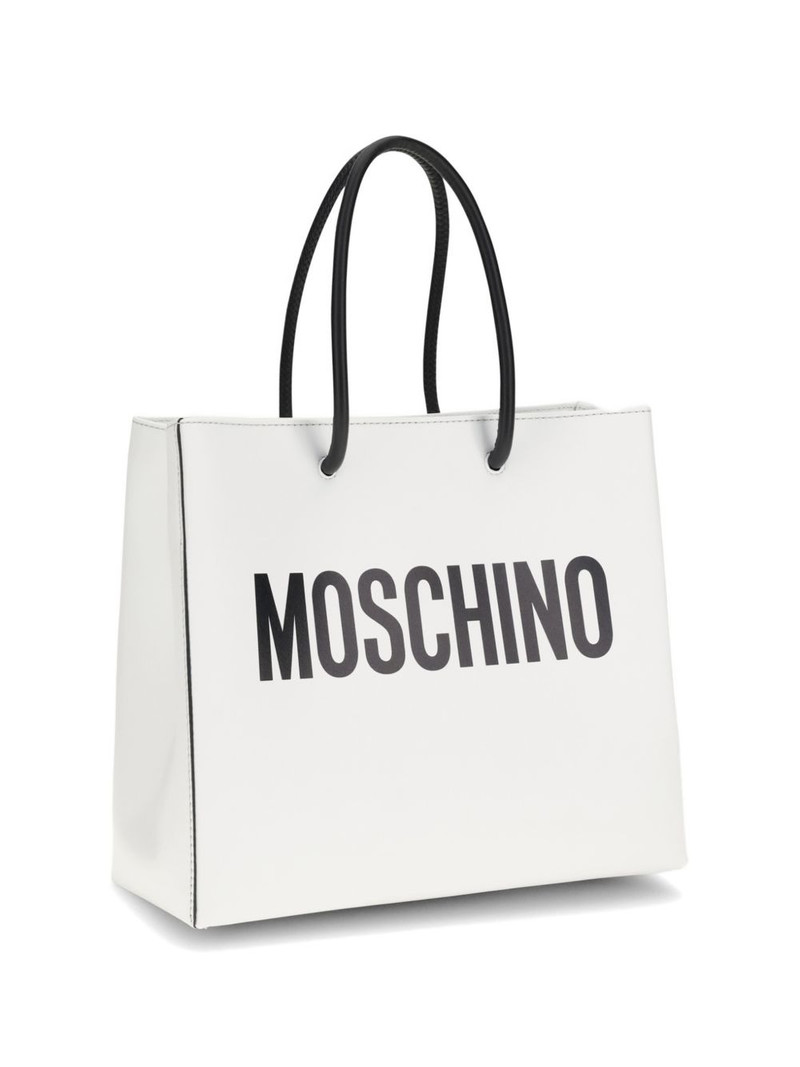Moschino logo-print leather tote bag outlook