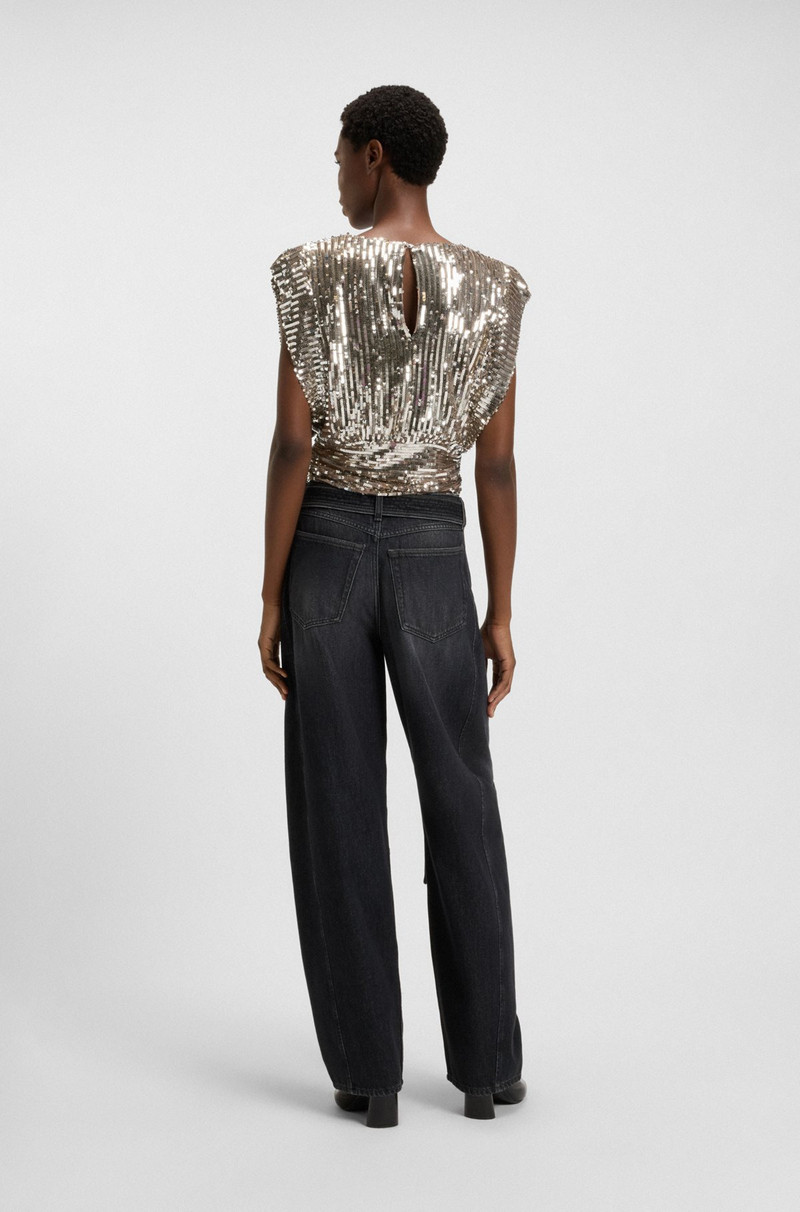 SEQUIN TOP WITH SHOULDER PADS 5