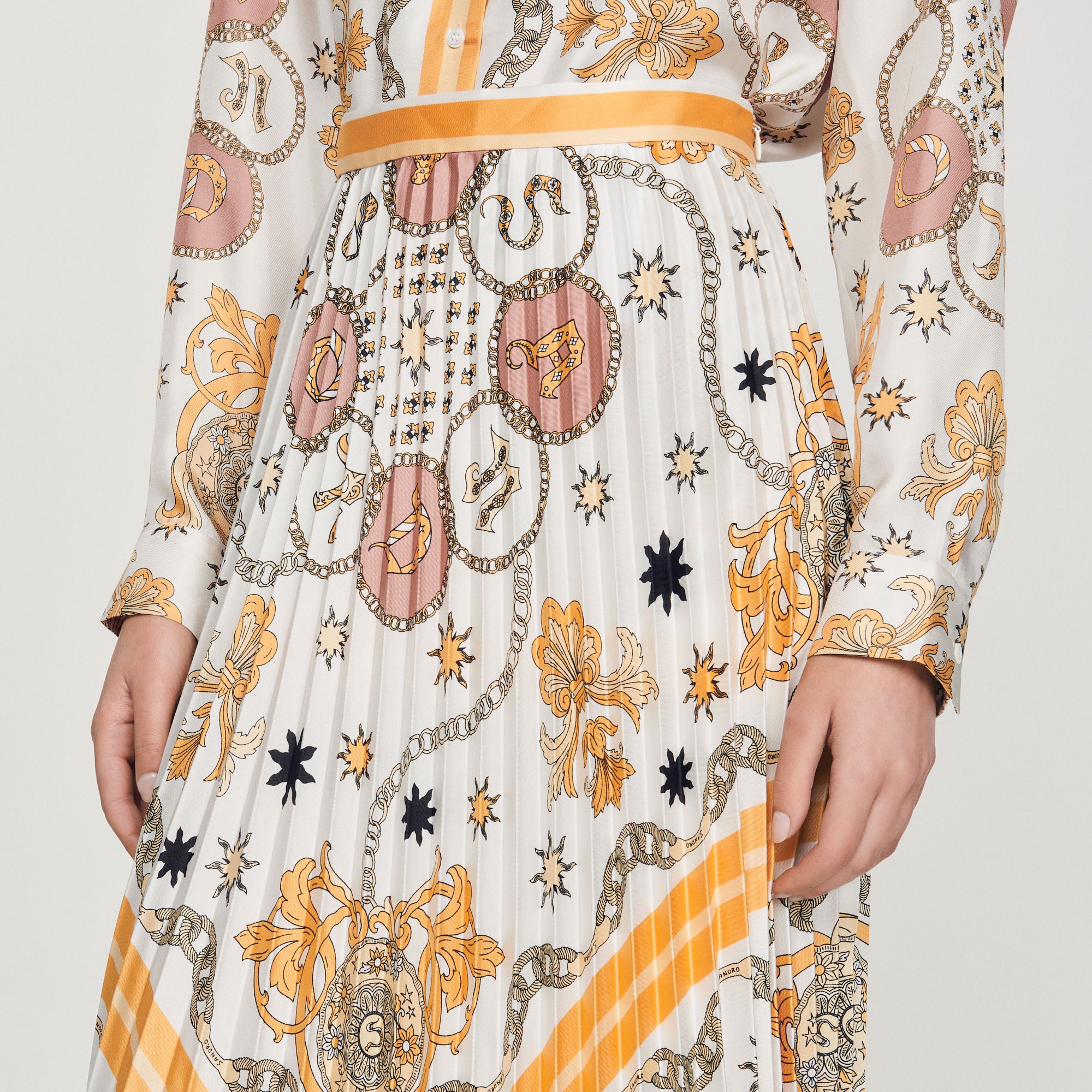 Scarf print pleated skirt - 4