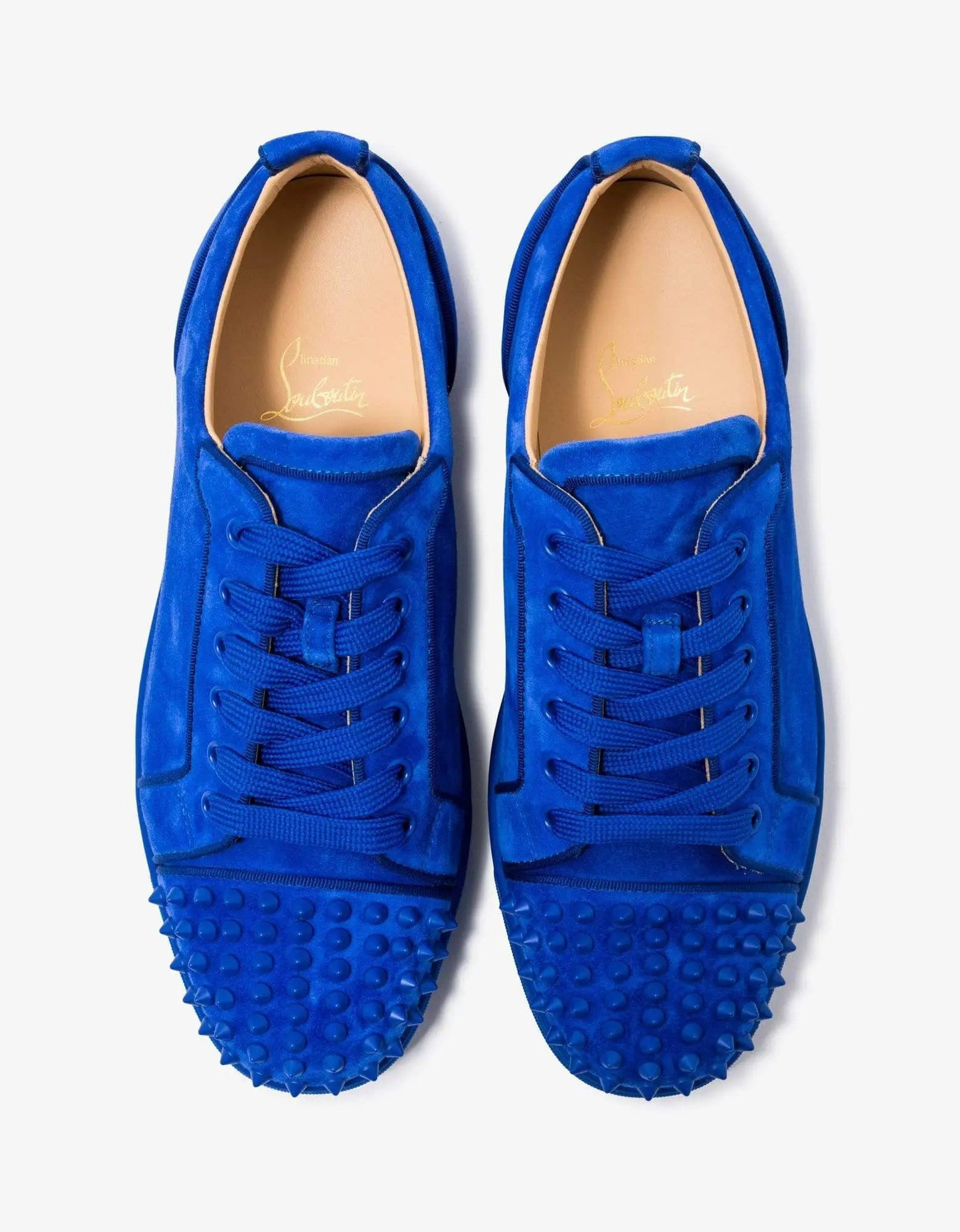 Christian Louboutin Louis Junior Spikes Orlato Blue Suede Trainers - 6
