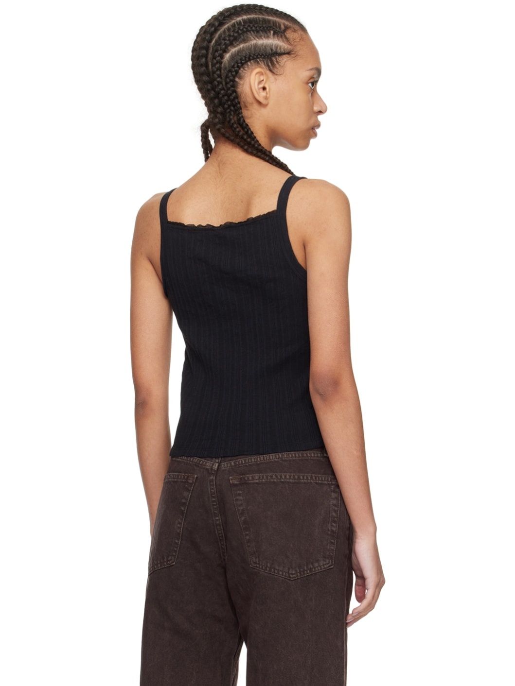 Black Square Neck Tank Top - 3