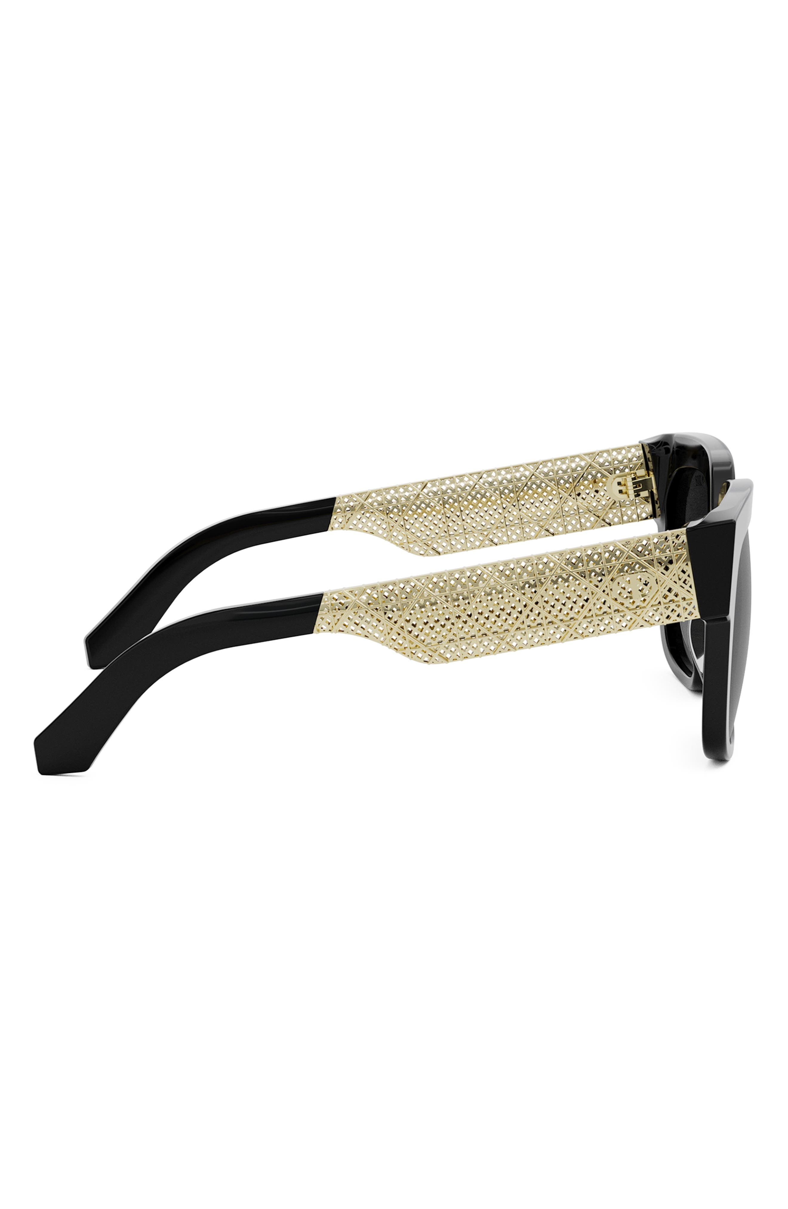 'DioRésille S1I 54mm Square Sunglasses in Shiny Black /Smoke at Nordstrom - 4